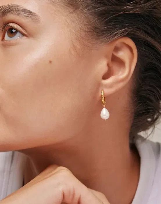 Significant Pearl Hoops - Guldfarvet
